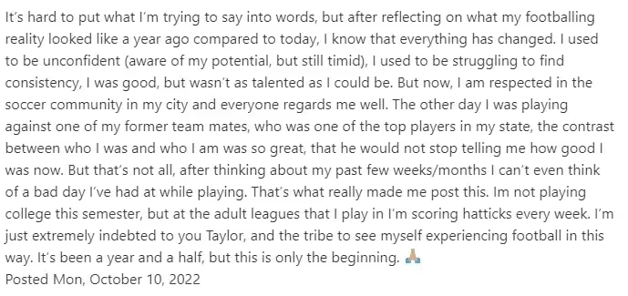 Total Footballer client result — September 2024, testimonial 13